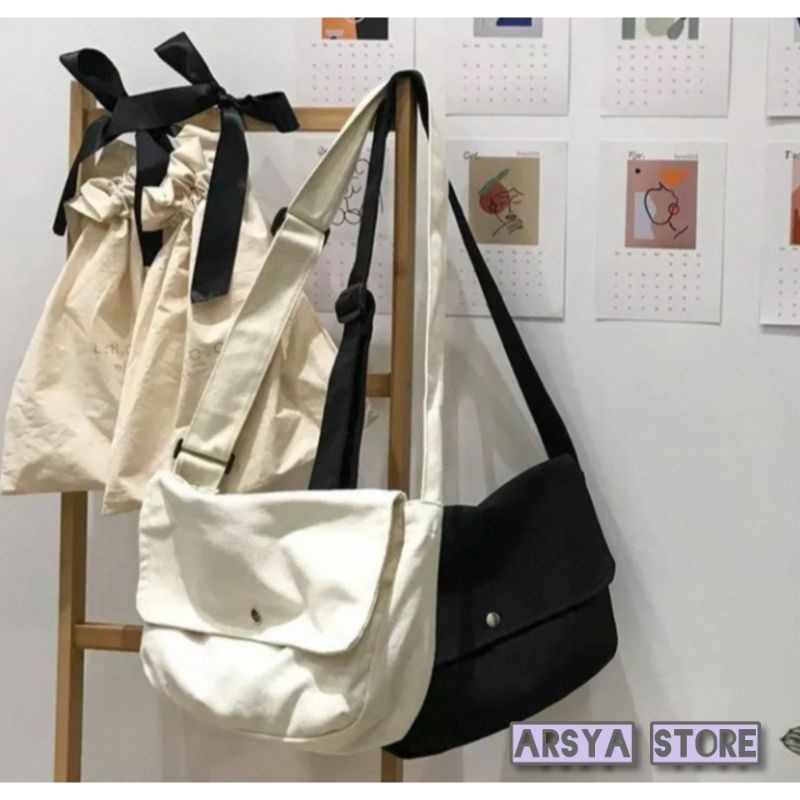 Tas Slengkang Kanvas Unisex Tali Tebal Kuat - foto 1 dari 10