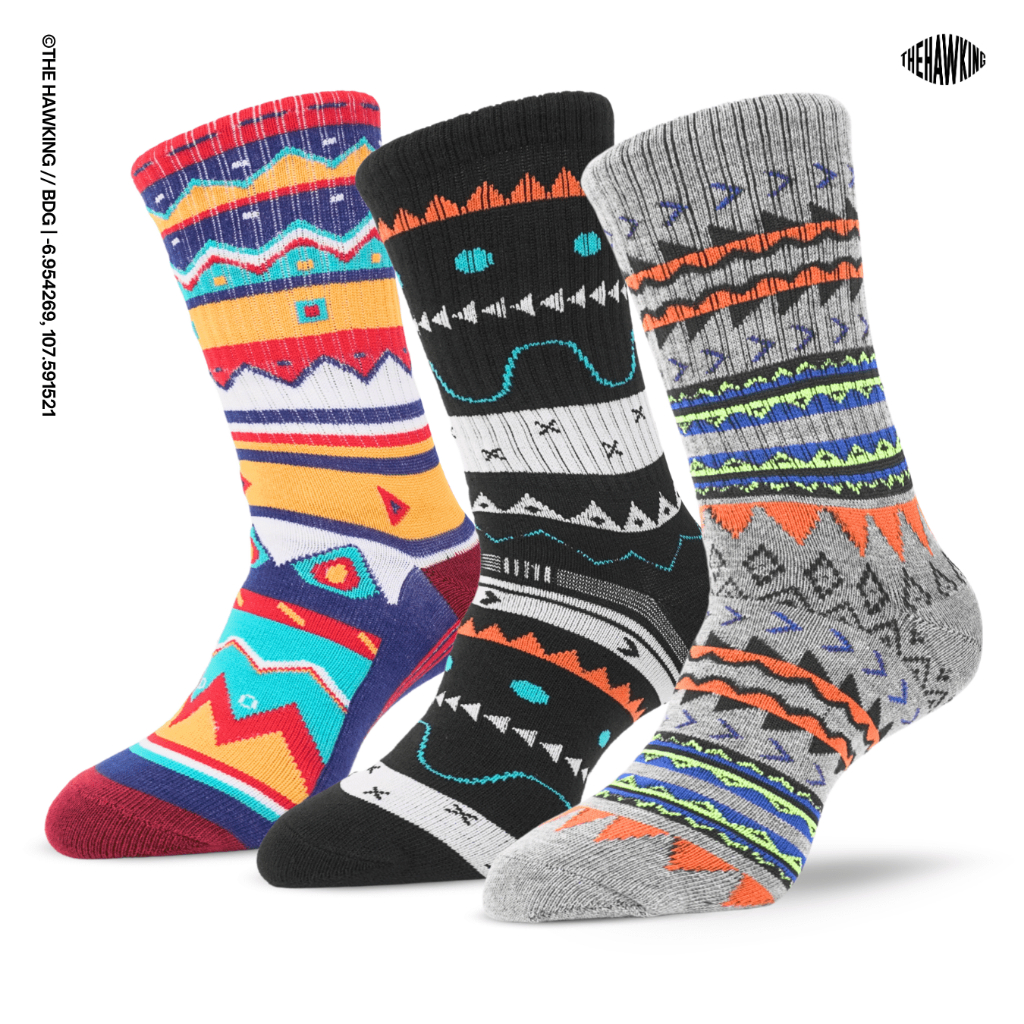 THE HAWKING - Kaos Kaki Oldschool Unisex Mid Calf Motif Tribal Signature Series - foto 1 dari 10