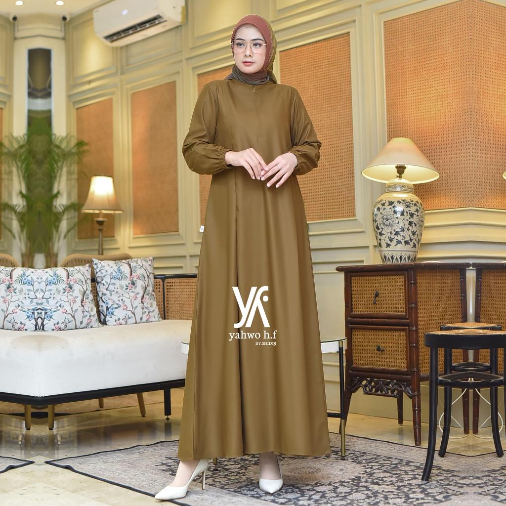 Yahwo hijab fashion - Gamis wanita seragam PNS Pemda pdh warna kheki - busui -bahan toyobo - foto 1 dari 10